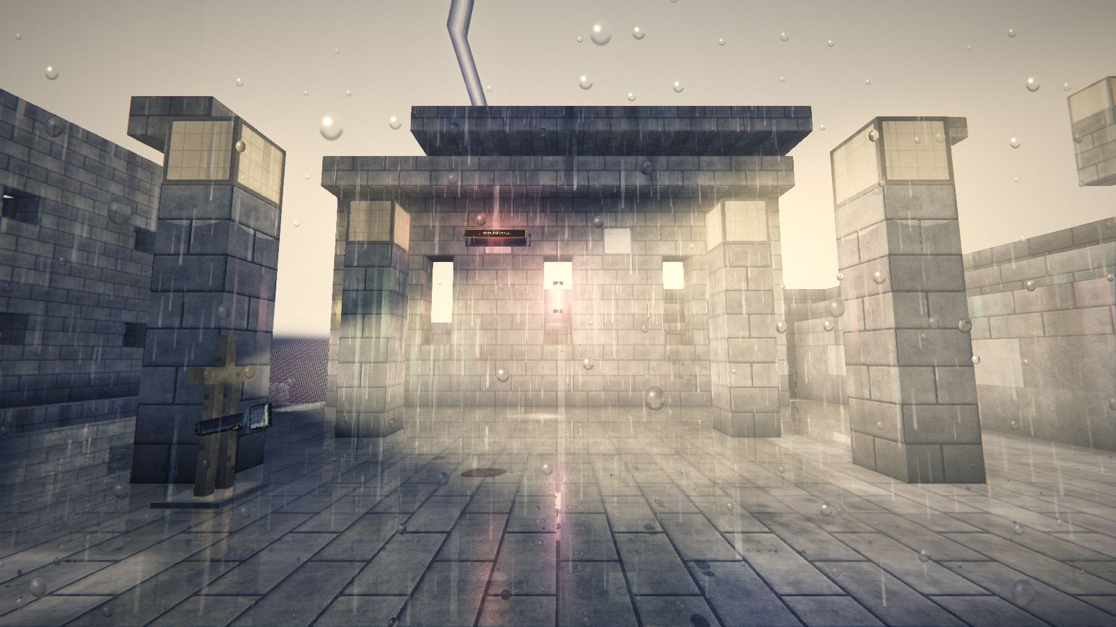 Un éclair illumine la place sous l’orage
